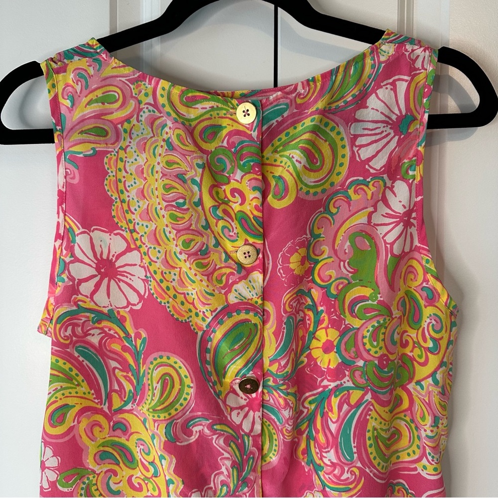 Lilly Pulitzer Iona Silk Shell Hotty Pink Double Trouble Tank (Size M) - Picture 4 of 9